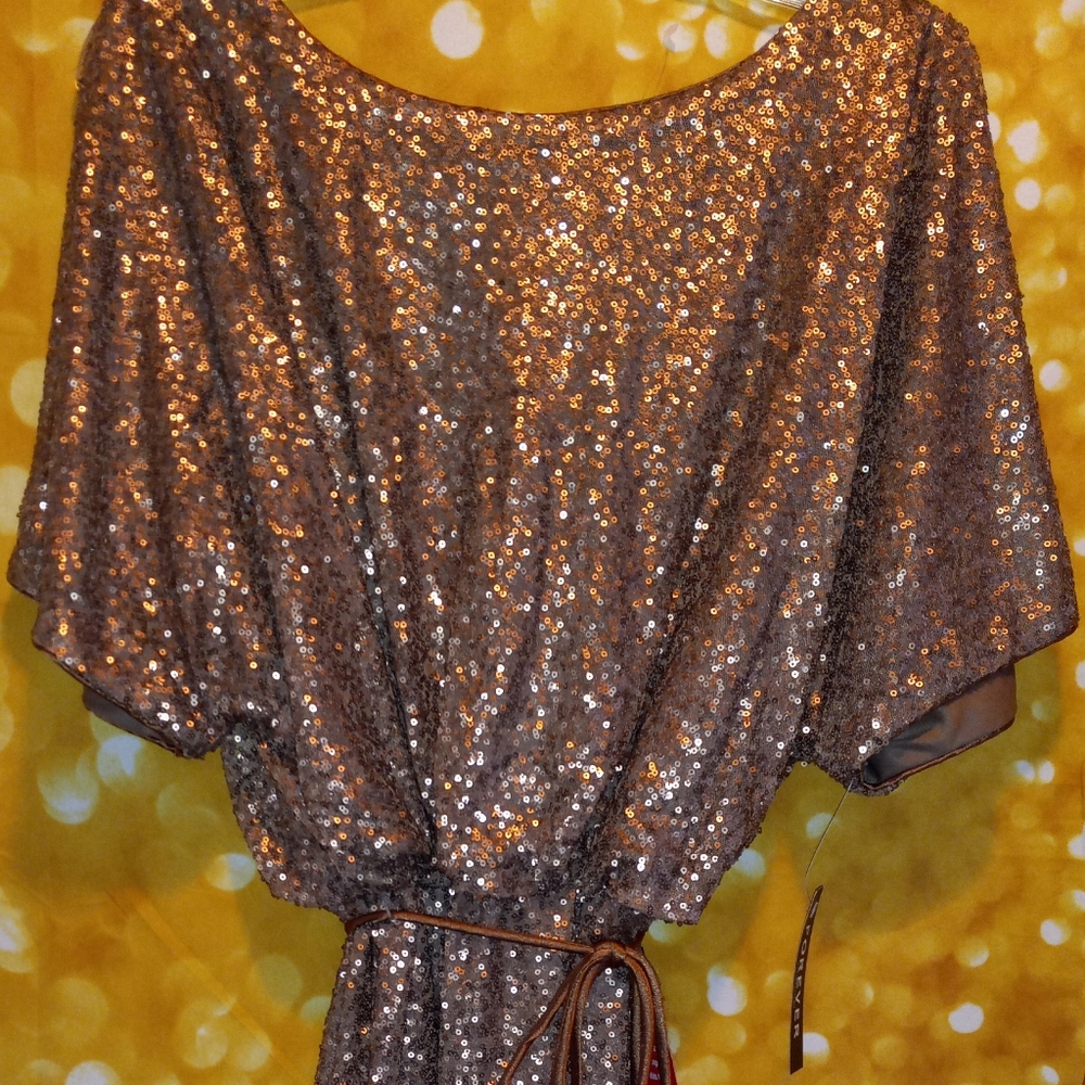 🤎💫 Copper Bling! Sequined dress and/or tunic with dolman slit sleeves. 🤎💫